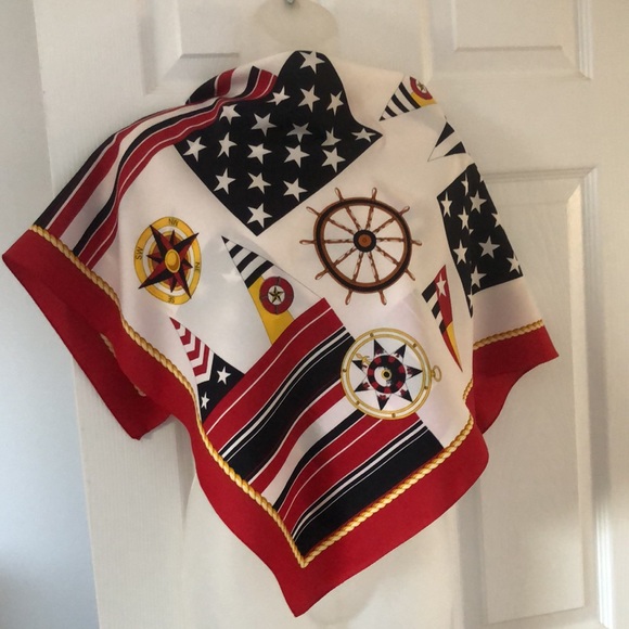 Vtg ITALIAN Square  Scarf. Excellent  Nautical Themed  accent to your wardrobe - Picture 1 of 15